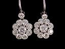 Antique 18ct W/Gold Diamond Daisy Cluster Earrings 