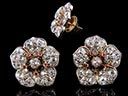 Victorian 18ct Gold Diamond & Ruby Flower Earrings