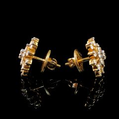 Vintage 22CT Gold 1.53CT Diamond Starburst Earrings - Sides