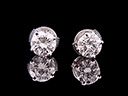 Vintage 18ct W/Gold 1ct Diamond Stud Earrings 