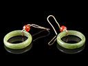 Vintage 14ct Gold Amber & Jade Hoop Earrings