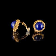Vintage 18KT Gold & Lapis Lazuli Earrings Side