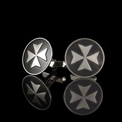 Vintage Silver & Onyx Maltese Cross Cufflinks