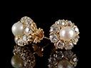 Antique 18ct Gold Pearl & Diamond Cluster Earrings 