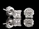 Vintage 18ct W/Gold .60CT Princess Diamond Stud Earrings