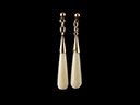 Antique 9ct Gold White Coral Drop Earrings 