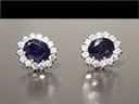 Vintage 18ct White Gold Sapphire & Diamond Cluster Earrings 