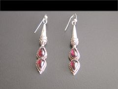 Vintage Silver & Garnet Tear Drop Earrings 