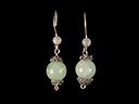 Antique Silver & Jade Drop Earrings 