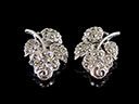 Antique Silver & Marcasite Vine Leaf Earrings 