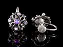Antique Silver & Black Opal Flower Earrings