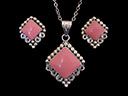 Vintage Silver & Pink Resin Art Deco Jewellery Set