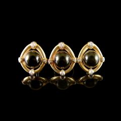 Vintage 14KT Gold Black Jade & Diamond Jewellery Set Thumbnail