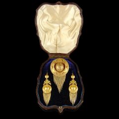 Antique Boxed Gold Gilt Tassel Jewellery Set