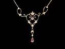 Antique 9ct Amethyst & Seed Pearl Lavalier 