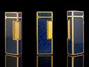 Rare Vintage Boxed Gold & Blue Marble Lacquer Dunhill Lighter
