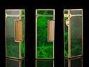 Rare Vintage Boxed Gold & Green Marble Lacquer Dunhill Lighter 