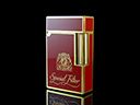 Vintage Gold & Red Lacquer Colibri Lighter