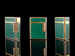 Vintage 18ct Gold S.T. Dupont Green Laque De Chine Lighter 