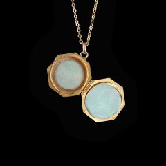 Antique 9ct Gold Octagonal Picture Locket Open