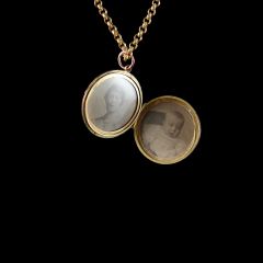 Antique 9ct Gold Ruby and Diamond Circular Flower Locket - Open