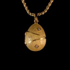 Vintage 18ct Gold Diamond and Enamel Faberge Egg Pendant and Chain