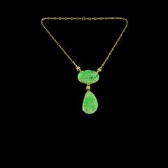Vintage 14KT Gold and Jade Drop Necklace