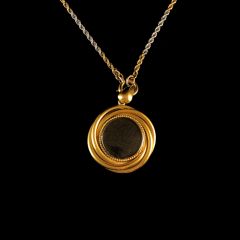 Antique 18ct Gold Platinum Pearl and Glass Target Necklace Back