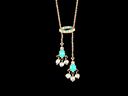 Antique 15ct Gold Turquoise Pearl & Diamond Necklace Thumbnail