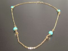 Vintage 9ct Gold & Turquoise Art Nouveau Necklace 