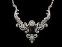 Antique Silver Onyx & Marcasite Necklace