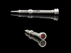 Antique Small Silver & Amethyst Retractable Pencil 