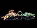 Antique Chinese Champleve Enamel Koi Fish Charms 