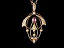 Antique 9ct Gold Amethyst & Pearl Lavalier Pendant