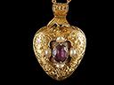 Antique 9ct Gold Amethyst & Pearl Puffy Heart Pendant