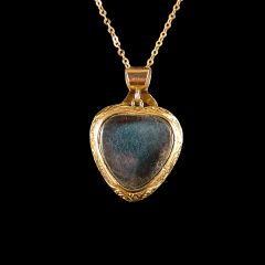 Antique 9ct Gold Amethyst & Pearl Puffy Heart Pendant Back