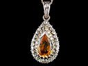 Vintage 18ct Gold & Plat Citrine & Diamond Pendant
