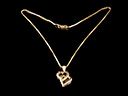 Vintage 14ct Gold Diamond Double Heart Pendant & Chain