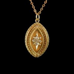 Antique 18ct Gold & Diamond Marquise Pendant