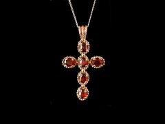 Vintage 9ct Gold & Garnet Cross Pendant