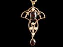 Vintage 9ct Gold Garnet & Pearl Art Nouveau Lavaliere Pendant