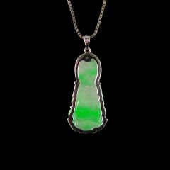 Vintage 18ct White Gold and Jade Buddha Pendant - Back