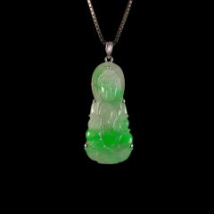 Vintage 18ct White Gold and Jade Buddha Pendant