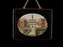 Antique Italian Gold & Onyx Micro Mosaic Pendant