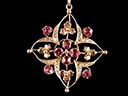 Antique 9ct Gold & Pink Sapphire Lavalier Pendant & Chain