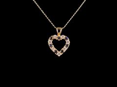 Vintage 9ct Gold Sapphire & Diamond Heart Pendant