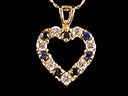 Vintage 9ct Gold Sapphire & Diamond Heart Pendant