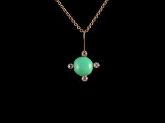 Antique 18ct Gold Turquiose & Diamond Pendant