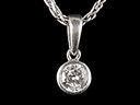 Vintage 18ct W/Gold Diamond Solitaire Pendant & Chain