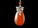 Antique Silver & Carnelian Art Nouveau Drop Pendant & Chain